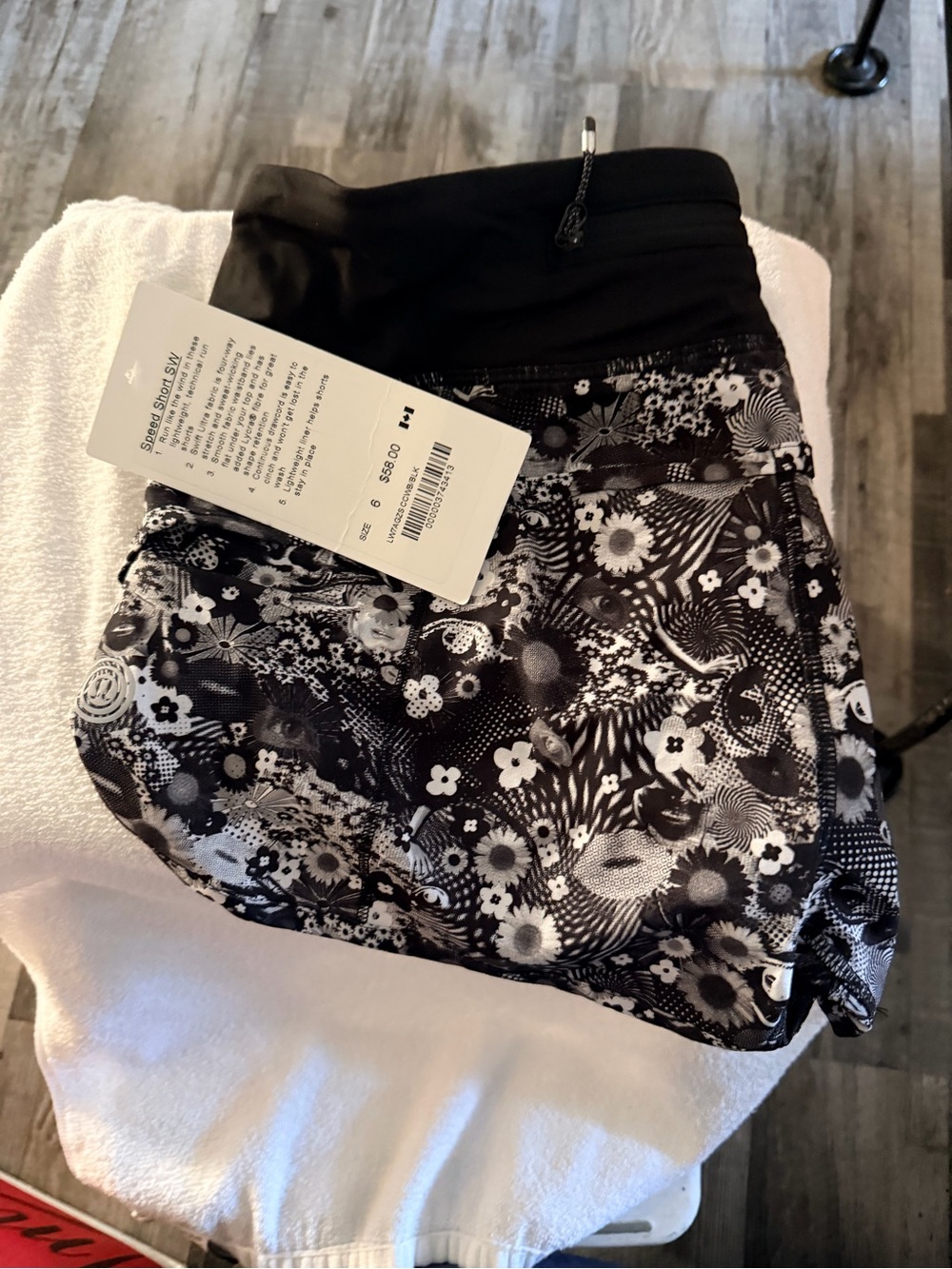 Lululemon Black & White Floral Active Shorts